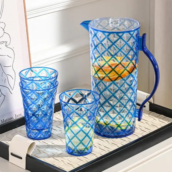 Diamond Cut Double Colour White+Blue Water set 7pc